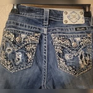 Miss Me Women's Blue Embellished Mid-Rise Easy Boot Jeans Size 26
